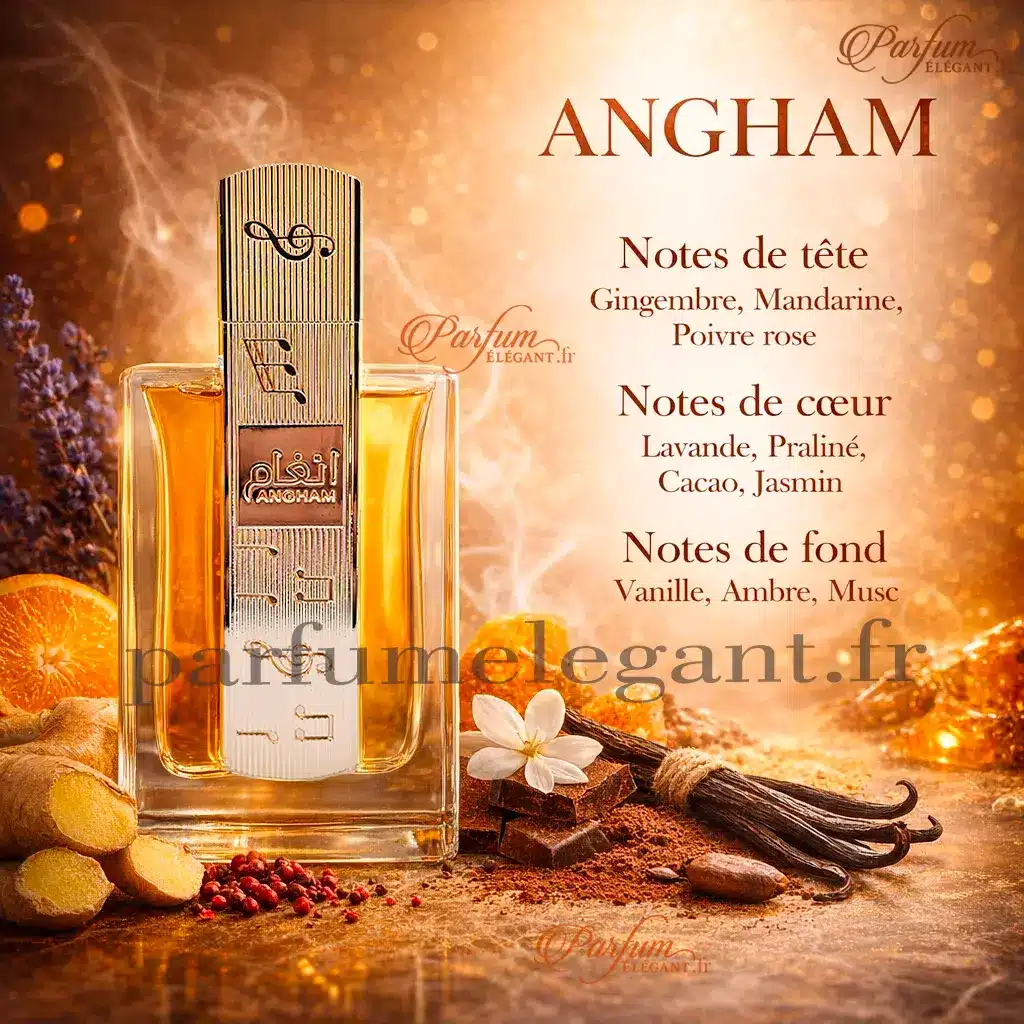 Angham – Eau de Parfum 100ml – Lattafa 2 Angham Lattafa notes fleur de poirier praliné vanille musc parfum femme