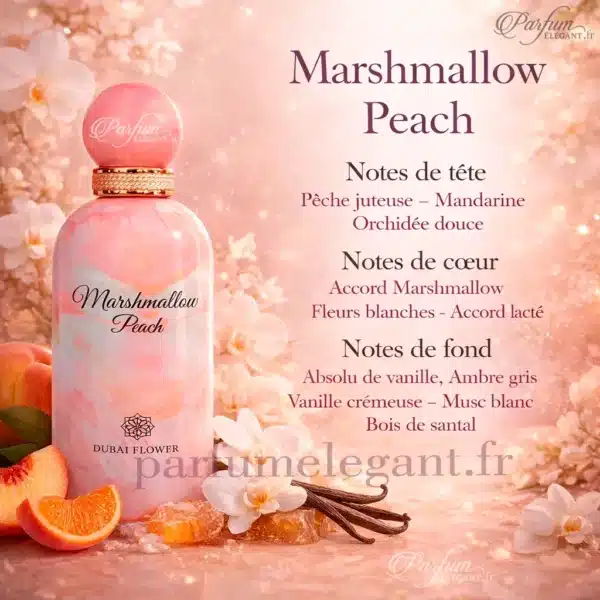 Marshmallow-Peach-note-olfactive note olfactive du parfum marshmallow peach pour femme nouveauté tendance