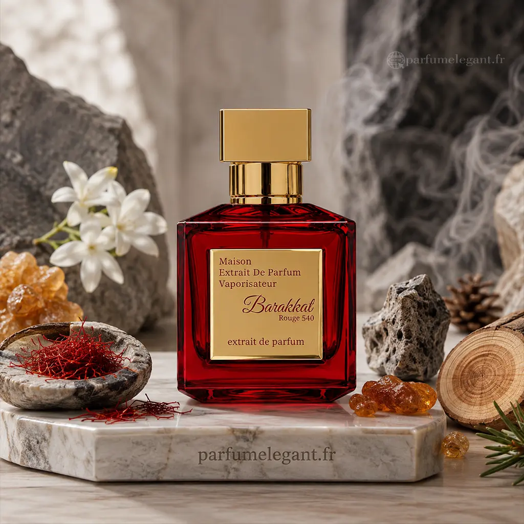Barakkat Rouge 540 – Extrait de Parfum Mixte 100 ml 4 parfum mixte 100ml Barakkat Rouge 540 extrait de parfum avec boîte rouge et dorée