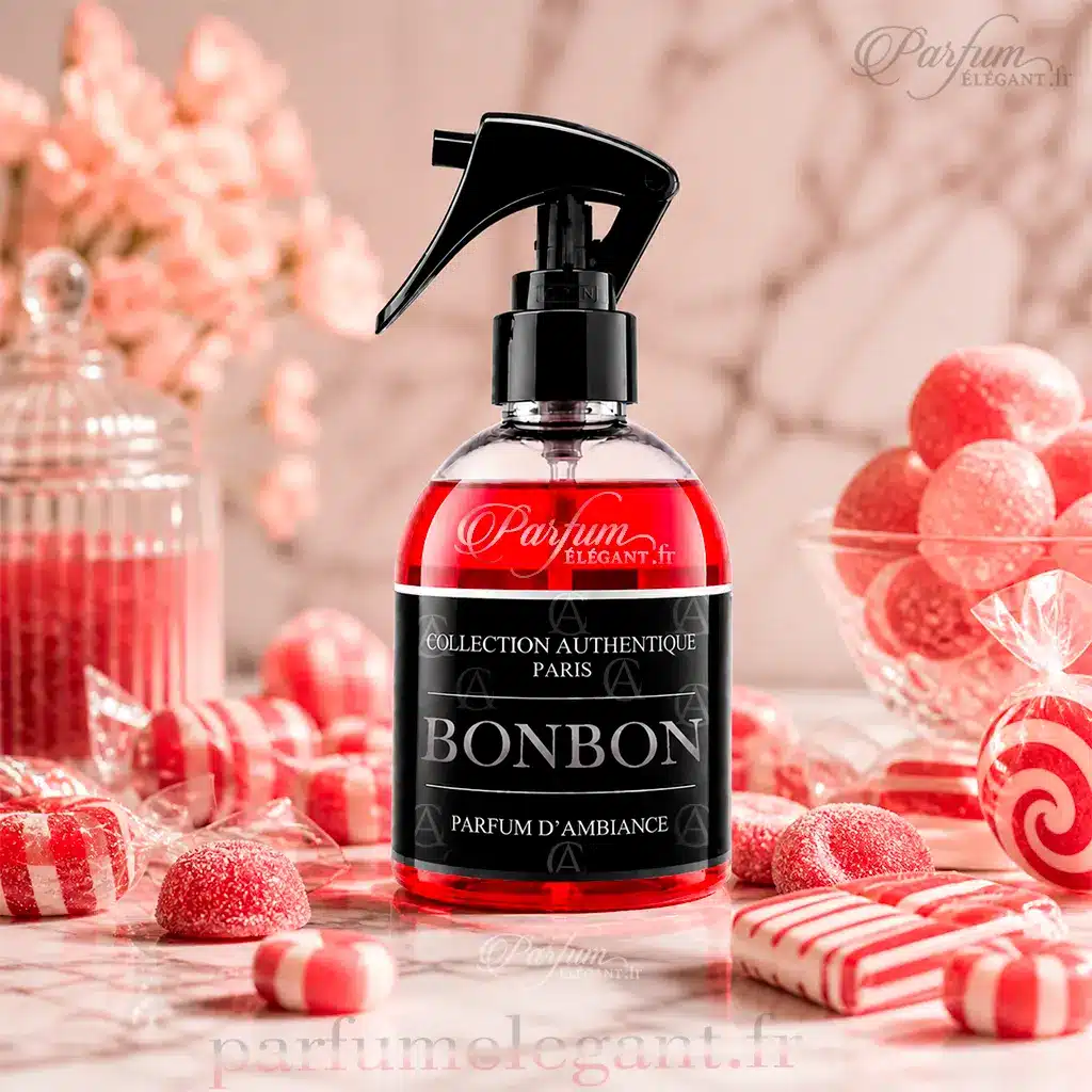 Bonbon Parfum d’Ambiance – Spray Maison Gourmand Collection Authentique Paris 2 Le spray maison Bonbon Collection Authentique Paris diffuse une senteur gourmande et sucrée inspirée des bonbons et confiseries. Un parfum d’ambiance idéal pour créer une atmosphère chaleureuse, cocooning et élégante dans la maison.