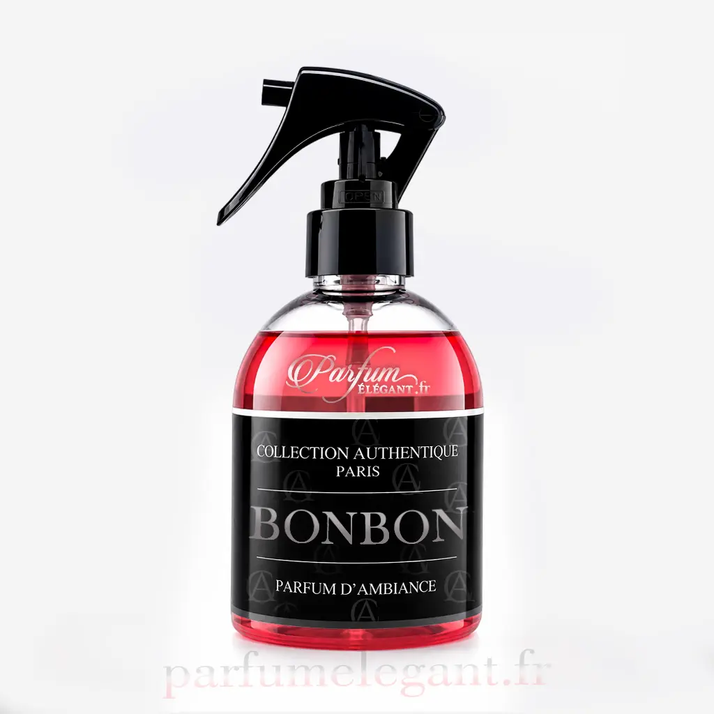 Bonbon Parfum d’Ambiance – Spray Maison Gourmand Collection Authentique Paris 1 Photo du parfum d’ambiance Bonbon Collection Authentique Paris sur fond clair. Un spray intérieur gourmand et sucré parfait pour parfumer la maison, les textiles et créer une ambiance chaleureuse et réconfortante.