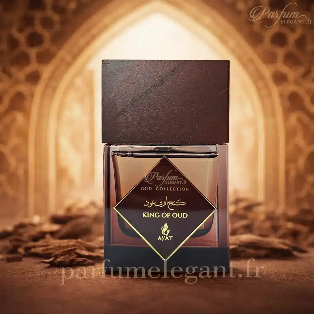 King Of Oud Ayat – Extrait de Parfum Oud Intense & Oriental 100ml 4 Flacon du parfum King Of Oud Ayat dans une ambiance orientale chaleureuse. Une fragrance boisée et ambrée inspirée des parfums orientaux de luxe avec un sillage puissant et élégant.