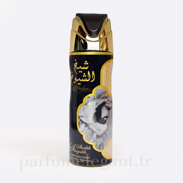 Parfum Élégant – Parfums Dubaï & Orientaux | Dupes Luxe à Prix Abordables en Boutique & en Ligne 5 Le déodorant parfumé Sheikh Shuyukh by Lattafa diffuse une senteur orientale boisée élégante et masculine. Une brume corporelle idéale pour les amateurs de parfums Dubaï raffinés et sophistiqués.
