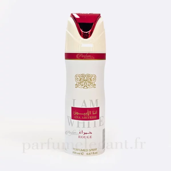 Parfum Élégant – Parfums Dubaï & Orientaux | Dupes Luxe à Prix Abordables en Boutique & en Ligne 7 Le déodorant parfumé Ana Abiyedh Rouge by Lattafa diffuse une senteur orientale fruitée élégante et raffinée. Une brume corporelle idéale pour prolonger le parfum Ana Abiyedh Rouge avec une sensation fraîche et sophistiquée.