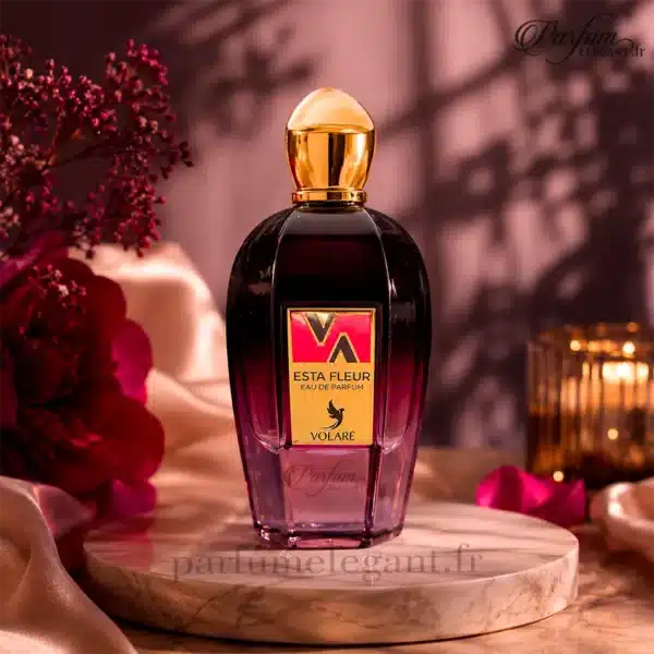 Esta Fleur Volaré flacon et boîte parfum femme Flacon Esta Fleur Volaré 100 ml parfum femme floral oriental gourmand produit original disponible chez Parfum Élégant