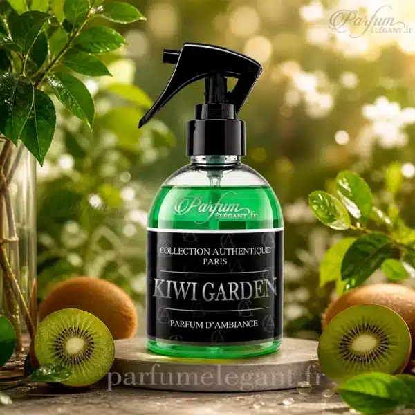 Kiwi Garden Spray Maison Collection Authentique Photo du parfum d’ambiance Kiwi Garden Collection Authentique Paris sur fond clair. Un spray intérieur frais et fruité parfait pour parfumer la maison avec une senteur végétale propre et moderne inspirée du kiwi frais.