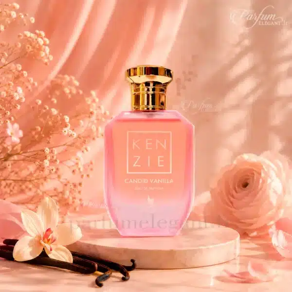 mini-kenzie-candid-vanilla-parfum-femme-gourmand Miniature Kenzie Candid Vanilla 25 ml dans une ambiance florale et vanillée avec orchidée et gousses de vanille