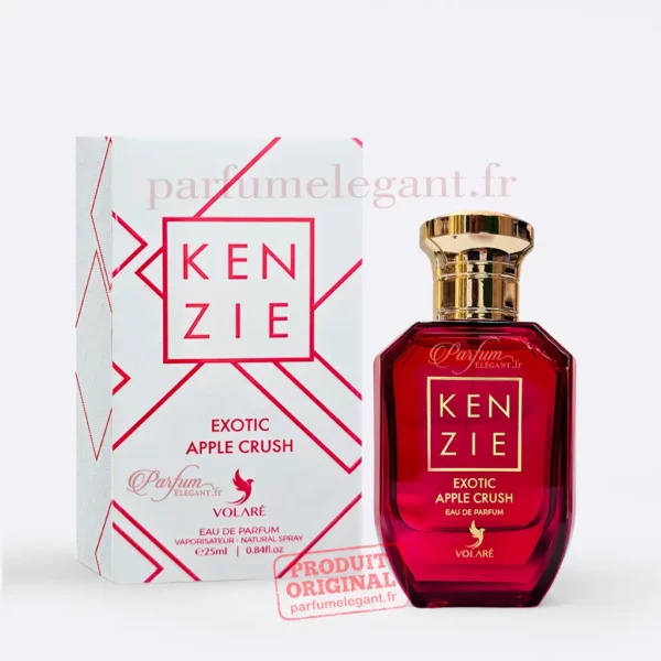 Parfum Élégant – Parfums Dubaï & Orientaux | Dupes Luxe à Prix Abordables en Boutique & en Ligne 7 Mini parfum Kenzie Exotic Apple Crush 25 ml Volaré avec boîte officielle sur fond blanc