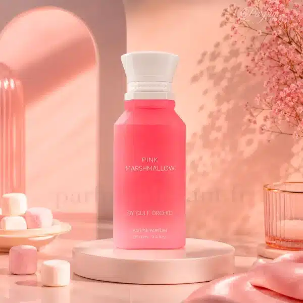 Pink Marshmallow Gulf Orchid parfum gourmand femme Photo du parfum Pink Marshmallow Gulf Orchid avec son coffret élégant. Une fragrance gourmande moderne mêlant marshmallow, notes sucrées et vanille dans un univers féminin et ultra tendance.