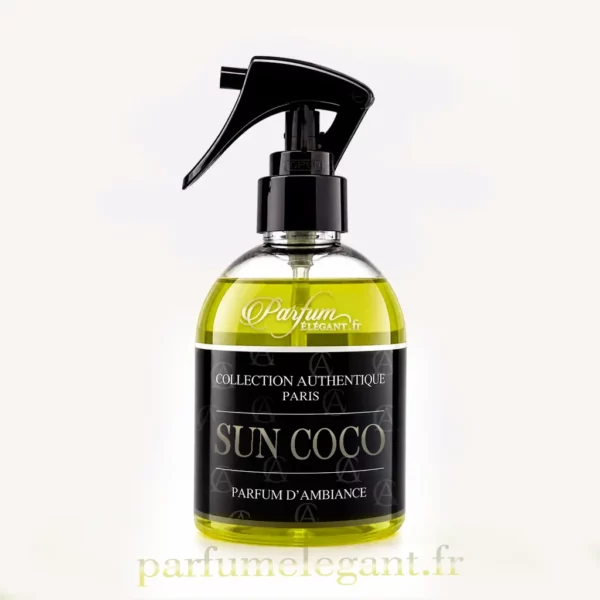 Parfum Élégant – Parfums Dubaï & Orientaux | Dupes Luxe à Prix Abordables en Boutique & en Ligne 6 Le spray maison Sun Coco Collection Authentique Paris diffuse une senteur exotique et solaire inspirée de la noix de coco et des vacances tropicales. Un parfum d’ambiance chaleureux idéal pour créer une atmosphère relaxante et estivale dans votre intérieur.