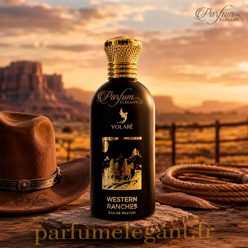 Western Ranches – Volaré – Parfum Oriental Boisé & Cuiré 2 Packshot du parfum Western Ranches Volaré avec boîte officielle sur fond blanc