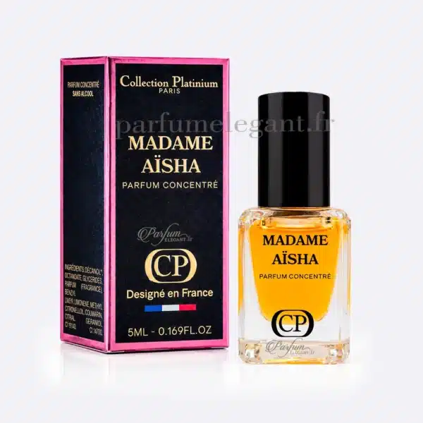 Parfum Élégant – Parfums Dubaï & Orientaux | Dupes Luxe à Prix Abordables en Boutique & en Ligne 6 Madame Aïsha Collection Platinium parfum concentré femme aux notes gourmandes florales et ambrées