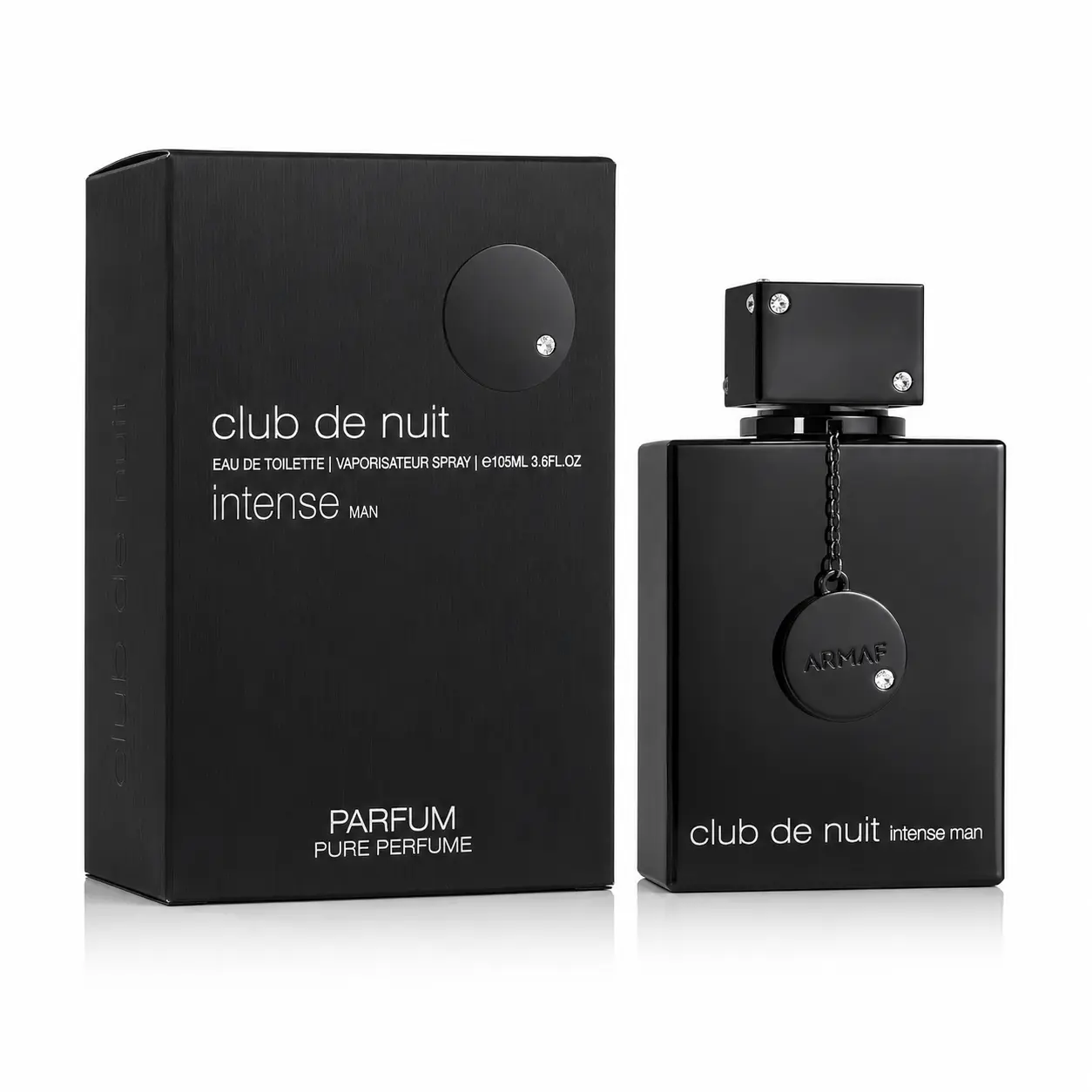 Club de Nuit Intense Man Armaf pour homme 1 Club de Nuit Intense Man Armaf Eau de Toilette pour homme aux notes de pomme, bergamote, cassis, ananas, citron, rose, bouleau, jasmin, musc, ambre gris, patchouli et vanille