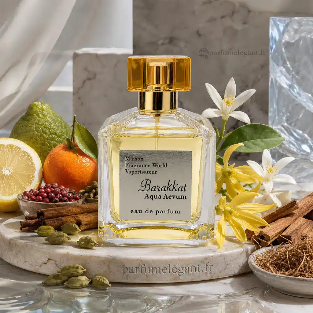 Barakkat Aqua Aevum – Eau de Parfum Mixte 100 ml 4 Barakkat Aqua Aevum parfum mixte aux agrumes cardamome fleur d'oranger et vétiver