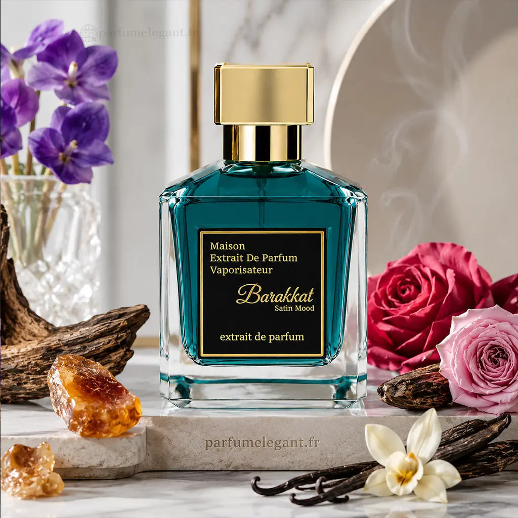 Barakkat Satin Mood – Extrait de Parfum Mixte 100 ml 5 Barakkat Satin Mood parfum mixte à l'oud rose ambre et vanille