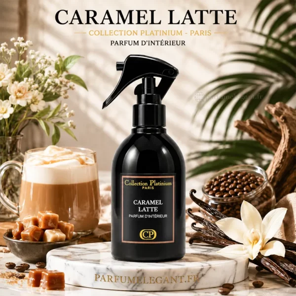 Caramel Latte Spray parfum intérieur Collection Platinium Paris 250 ml Parfum d’intérieur Caramel Latte Collection Platinium ambiance café caramel vanille