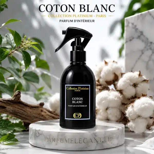 Coton Blanc spray maison linge propre Collection Platinium Spray parfum d'intérieur Coton Blanc Collection Platinium Paris 250 ml
