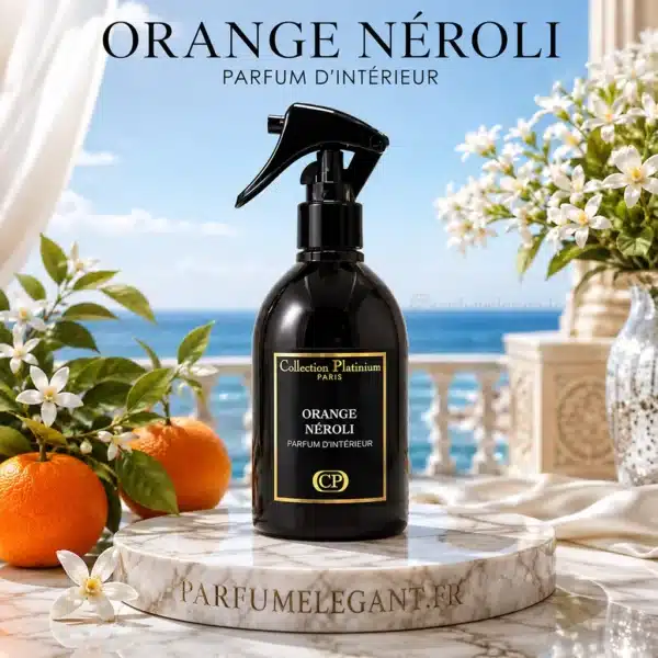 Orange Néroli spray maison Collection Platinium Parfum d'intérieur Orange Néroli Collection Platinium ambiance méditerranéenne aux agrumes et fleur de néroli