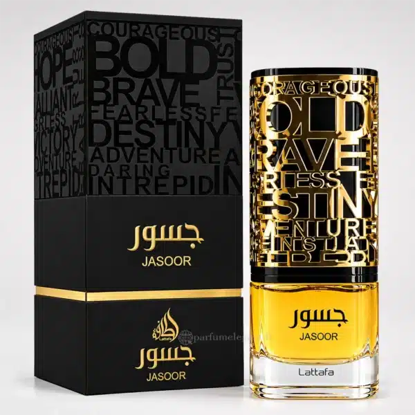 Parfum Élégant – Parfums Dubaï & Orientaux | Dupes Luxe à Prix Abordables en Boutique & en Ligne 14 Jasoor Lattafa Eau de Parfum homme 100 ml avec flacon doré et coffret noir