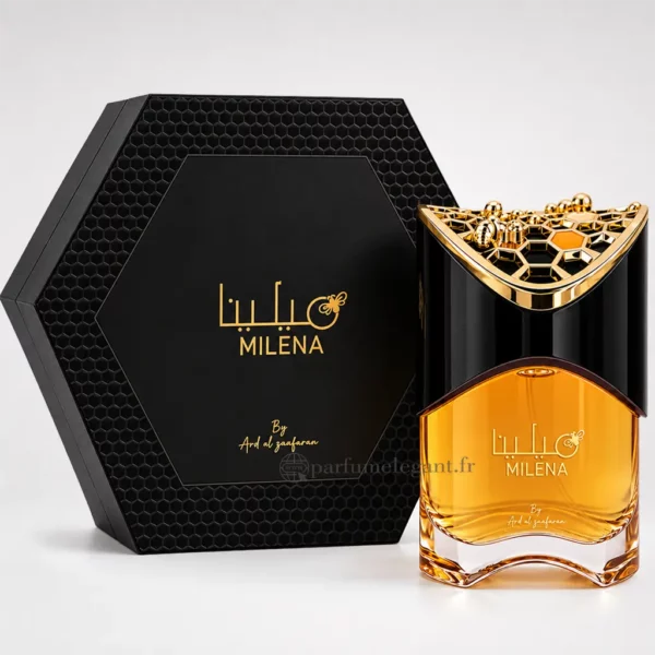 Parfum Élégant – Parfums Dubaï & Orientaux | Dupes Luxe à Prix Abordables en Boutique & en Ligne 12 Milena Ard Al Zaafaran Eau de Parfum femme 100 ml avec flacon noir doré et coffret hexagonal