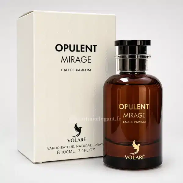 Parfum Élégant – Parfums Dubaï & Orientaux | Dupes Luxe à Prix Abordables en Boutique & en Ligne 12 Opulent Mirage Volaré Eau de Parfum mixte 100 ml avec flacon brun ambré et coffret blanc